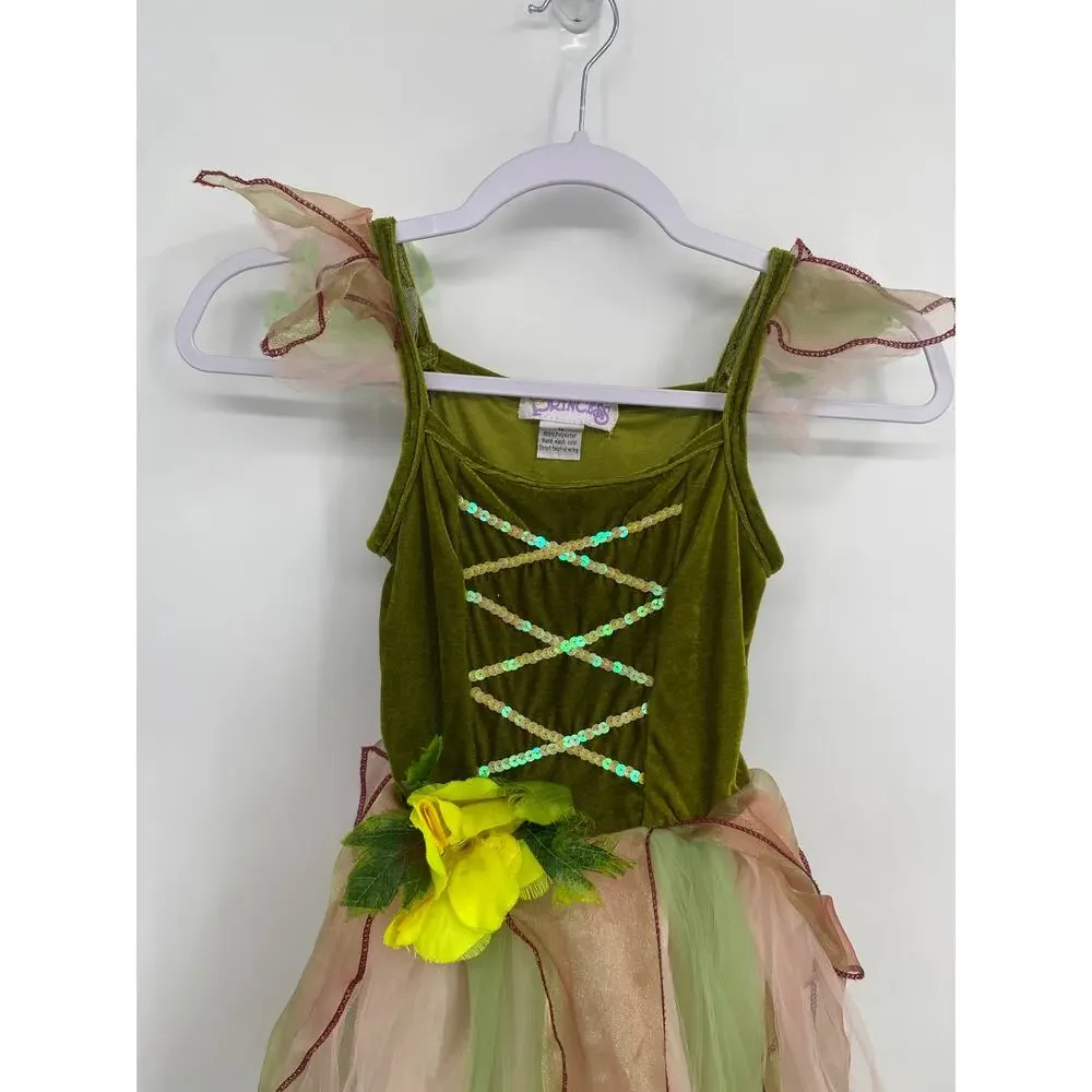 Princess Dress Green Lace Up Flower Tulle Skirt Medium